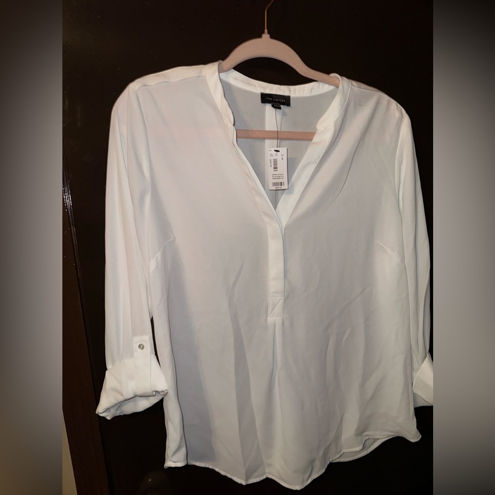 White half-button long sleeve dress shirt